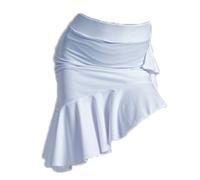 DgtZyrih Gonna da Ballo Latino con Orlo Irregolare, Abito Corto, Elastico in Vita da Donna, Abbigliamento da Ballo Professionale, Costume da Ballo da Sala, Salsa, Tango, Rumba,Bianca,160