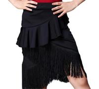 DgtZyrih Ragazze Gonna da Ballo Latino, Orlo Irregolare Sala da Ballo Salsa Tango Gonne Prestazioni Professionali Pratica Vestito Frangia Gonna Nappa Mezzo Ballo Costume,Nero,180
