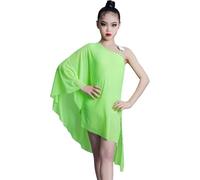 DgtZyrih Ragazze Una Spalla Abito Latino, Moderno Irregolare Lyrical Dance Outfit Lato Bambini Split Dancewear Samba Tango Rumba Performance Costume Swing Skirt,Verde,170