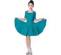DgtZyrih Ragazze Vestito da Ballo Latino Maniche Corte Vestito da Ballo Bambini Salsa Tango Gonna Concorso Dancewear Split Performance Costume per Samba Tango Rumba Cha Cha,B,160