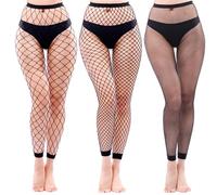 DGUSO 3 Pezzi Donna Calze a Rete Collant per Donne Sexy, Calze a Rete a Vita Alta Styling Collant a Adatto per Feste Cosplay e Altre Feste da Ballo, Spettacolo, Cosplay Nero