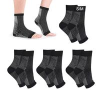 DGUSO 4 Paio Nero Calzini Nano Neuropatia Traspiranti Cavigliera Supporto Ortopedica Fasce Professionali (S/M)