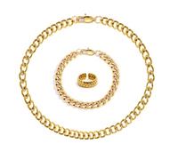 DGUSO Collano Oro Collana Maschile 55cm | 4mm In Acciaio Inox, Bracciale Oro da Uomo Anello