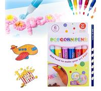 DGUSO Penna Magica Penne Gonfie 6 pezzi Penne da Disegno Magiche Penna per Pittura Colorata per Popcorn Magici Penne da Disegno per Popcorn a Bolle di Colore Magiche (con matita)