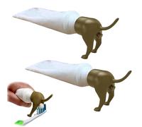 DGUSO Pooping Dog Butt Toothpaste Topper, 2 Pooping Dog Butt Toothpaste Topper, Couvercle Dentifrice en Forme Cul Chien, Toothpaste Cap, Cadeau Farce, pour la Salle de Bain des Adultes (Brun)