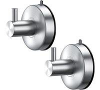 DGYB Ganci a ventosa per doccia, set di 2 ganci per asciugamani in nichel spazzolato, per bagno, in acciaio inox SUS 304, per luffa, 6,8 kg, gancio per asciugamani da bagno