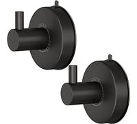 DGYB Ganci a ventosa per doccia, set di 2 ganci per asciugamani per bagno, in acciaio inox SUS 304, nero opaco, ganci da doccia per luffa, 6,8 kg, ganci da bagno per asciugamani
