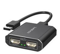 DGYBDFC Adattatore da DisplayPort a doppio HDMI, 1 in 2 uscite, porta display 4K60Hz, DP da 1.4 a 2, splitter HDMI per PC, scheda grafica, monitor supporta Windows Extended Mode, solo MacOS, senza