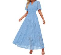 DGZTWLL Abiti da cocktail da donna casual alla moda morbidi Lightwegiht vestibilità regolare A-Line Spaghetti Strap abiti floreali per estate spiaggia abiti estivi da donna, blu cielo, L