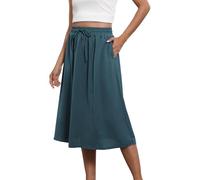 DGZTWLL Abiti da cocktail da donna casual scollo a cuore abito a vita alta Boho Beach Mini Regular Fit leggero morbido corto abito estivo, Verde militare, 40