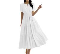 DGZTWLL Abiti da cocktail da donna con spalline sottili, abito casual da spiaggia con tasche, vestibilità ampia, leggero, morbido, per tutti i giorni, streetwear, feste, abito estivo, bianco, L