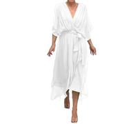 DGZTWLL Abiti da cocktail da donna con spalline sottili abito casual da spiaggia con tasche vestibilità ampia leggeri morbidi per tutti i giorni streetwear feste abiti estivi da donna 2025, Bianco