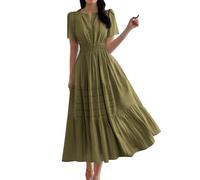 DGZTWLL Abiti da cocktail da donna con spalline sottili, abito casual da spiaggia con tasche, vestibilità ampia, leggero, morbido, per tutti i giorni, streetwear, feste, abito estivo, Verde, S