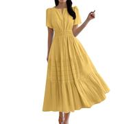 DGZTWLL Abiti da cocktail da donna con spalline sottili, abito casual da spiaggia con tasche, vestibilità ampia, leggero, morbido, per tutti i giorni, streetwear, feste, abito estivo, Giallo, M