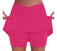 DGZTWLL Abiti da donna Casual Scollo a cuore Abito a vita alta Boho Beach Mini Regular Fit Leggero Morbido Breve Abiti da cocktail per le donne, Rosa acceso, 44
