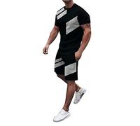 DGZTWLL Abiti da uomo 2 pezzi da uomo vacanze spiaggia abiti 2 pack pantaloncini set estate casual moda vacanza spiaggia hawaiana vestibilità regolare abiti leggeri, Blu scuro, L