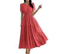 DGZTWLL Abito da cocktail casual con spalline in spaghetti con tasche, vestibilità ampia, leggero e morbido, per tutti i giorni, feste, estate, rosso, M