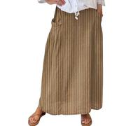 DGZTWLL Abito da cocktail casual da donna con scollo a cuore a vita alta, stile bohémien, taglio dritto, leggero, morbido, corto e leggero, marrone, XL