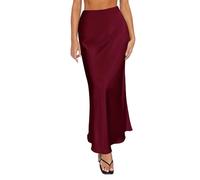 DGZTWLL Abito estivo da donna 2025, alla moda, morbido e leggero, vestibilità regolare, senza spalline in spaghetti, abiti floreali per l'estate, spiaggia, bordeaux, S