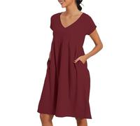 DGZTWLL Abito estivo da donna 2025, alla moda, morbido, leggero, vestibilità regolare, con spalline in spaghetti per l'estate, la spiaggia, l'estate, bordeaux, XXL