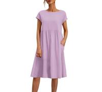 DGZTWLL Abito estivo da donna, casual, con spalline e tasche, vestibilità ampia, leggero e morbido, per tutti i giorni, feste, cocktail, viola., L