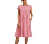DGZTWLL Abito estivo da donna, con spalline sottili, casual, da spiaggia con tasche, vestibilità larga, leggero, morbido, per tutti i giorni, streetwear, festa, abito da cocktail da donna, Rosa, S