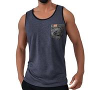 DGZTWLL Big and Tall Tan Tank X Temp Moisture Wicking Tinta unita Morbido traspirante Linghtweight Vestibilità ampia Sport Palestra Atletica T-shirt per uomo, Marina Militare, S