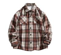 DGZTWLL Camicia da uomo hawaiana in lino, stile casual, per San Valentino, Pasqua, San Patrizio, stampa festiva, leggera, vestibilità dritta, a maniche lunghe, marrone, XXL
