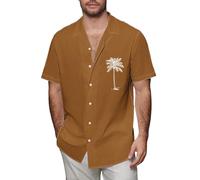 DGZTWLL Camicia estiva da uomo hawaiana da spiaggia grafica estiva casual moda San Valentino Pasqua San Patrizio stampa grafica festival leggero abbottonatura divertente camicie da uomo, Marrone, XXL