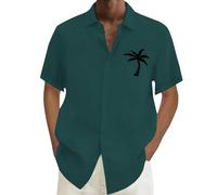 DGZTWLL Camicie a maniche corte da uomo, bottoni, traspiranti, stampa 3D, estive, casual, alla moda, vestibilità ampia, da viaggio, camicie hawaiane da uomo, Verde militare, L
