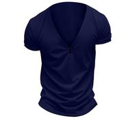 DGZTWLL Camicie a maniche corte da uomo con scollo a V maglietta estiva casual pull on slim fit leggero sport tattico palestra t-shirt per uomo, Marina Militare, S
