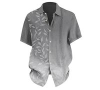 DGZTWLL Camicie da uomo con bottoni e risvolto, vestibilità regolare, a maniche corte, estive, casual, alla moda, da viaggio, spiaggia, lavoro, Grigio, L