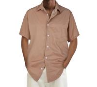 DGZTWLL Camicie da uomo con bottoni e risvolto, vestibilità regolare, a maniche corte, estive, casual, alla moda, da viaggio, spiaggia, lavoro, Caffè, XXL
