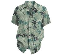 DGZTWLL Camicie da uomo con stampa grafica 3D a maniche corte estive casual alla moda vestibilità ampia da viaggio camicie hawaiane da uomo, Verde, M