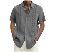 DGZTWLL Camicie da uomo estive da spiaggia casual a maniche corte vestibilità ampia traspirante con bottoni alla moda da viaggio camicie hawaiane per uomo, Grigio, XL