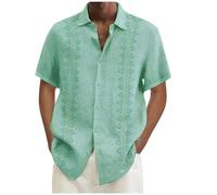 DGZTWLL Camicie da uomo estive da spiaggia casual a maniche corte vestibilità ampia traspirante con bottoni alla moda da viaggio camicie hawaiane per uomo, Verde scuro, L