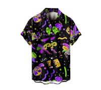 DGZTWLL Camicie di lino da uomo estate casual moda San Patrizio San Valentino Pasqua festival grafico pulsante leggero vestibilità regolare divertente spiaggia hawaiana camicie estive da uomo, Marrone