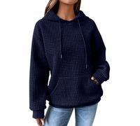 DGZTWLL Camicie e camicette da donna a maniche lunghe, scollo rotondo, per autunno e inverno, alla moda, casual, per il caldo, per feste e feste, in lino, blu, S