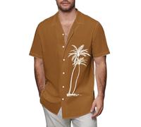 DGZTWLL Camicie estive da uomo hawaiane con bottoni estivi casual moda San Valentino Pasqua San Patrizio stampa festival leggero elegante divertente camicie a maniche corte da uomo, Marrone, 4XL