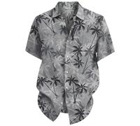 DGZTWLL Camicie hawaiane da uomo, a maniche corte, alla moda, vestibilità larga, leggere, estive, casual, da spiaggia, camicie estive da uomo, grigio, 4XL