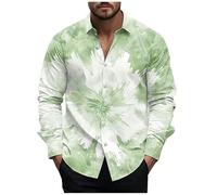 DGZTWLL Camicie hawaiane da uomo a maniche corte modello stampato grafica abbottonatura estate casual moda traspirante leggera vestibilità regolare camicie estive da uomo UK, Verde menta, M