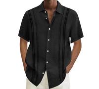 DGZTWLL Camicie hawaiane uomo stampa geometrica estate casual collo abbottonato taglia grande pantaloni corti hawaiani uomo, Rosso cocomero, S