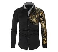 DGZTWLL Camicie uomo estate casual moda basic motivo stampa grafica vestibilità normale leggera stretch vacanza festa camicie uomo, Nero , 3XL