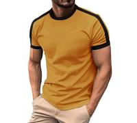 DGZTWLL Camicie Uomo Vestibilità Larga Leggera Manica Corta Estate Casual Basic Top Big & Tall Gym T Shirt Uomo, Olivastro, L
