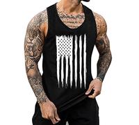 DGZTWLL Canotta da uomo con bandiera americana Patriottica Giorno dell'indipendenza Allenamento Muscolo Slim Fit Atletico Corsa Boxe Palestra Canotta Uomo, Nero , M