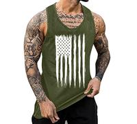 DGZTWLL Canotta da uomo con bandiera americana Patriottica Giorno dell'indipendenza Allenamento Muscolo Slim Fit Atletico Corsa Boxe Palestra Canotta Uomo, Verde militare, M