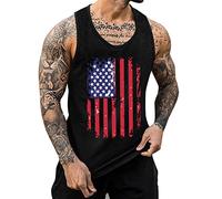 DGZTWLL Canotta da uomo con bandiera americana patriottica slim fit giorno dell'indipendenza allenamento muscolare atletica corsa boxe palestra canotta uomo, Nero , L