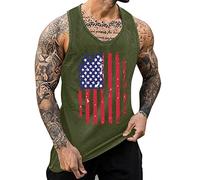 DGZTWLL Canotta da uomo con bandiera americana patriottica slim fit giorno dell'indipendenza allenamento muscolare atletica corsa boxe palestra canotta uomo, Verde militare, L