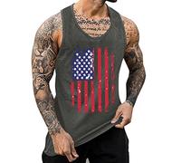 DGZTWLL Canotta da uomo con bandiera americana patriottica slim fit giorno dell'indipendenza allenamento muscolare atletica corsa boxe palestra canotta uomo, Grigio scuro, M