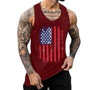 DGZTWLL Canotta da uomo con bandiera americana patriottica slim fit giorno dell'indipendenza allenamento muscolare atletica corsa boxe palestra canotta uomo, vino, M
